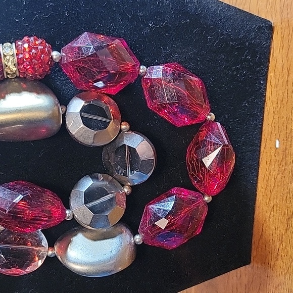 Ruby red bi level women's necklace - Picture 5 of 8